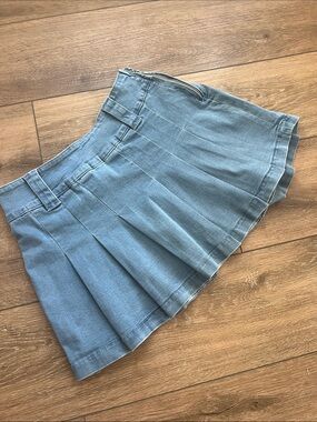 Sugar Thrillz Light Blue Pleated Denim Mini Skirt